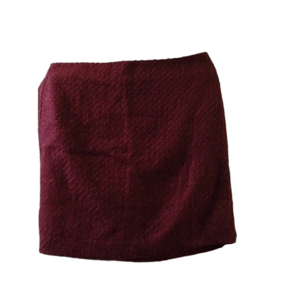 Loft Maroon Half-Zipper Back Acrylic Polyester Wool Blend Mini Skirt Size 12 - Picture 1 of 9